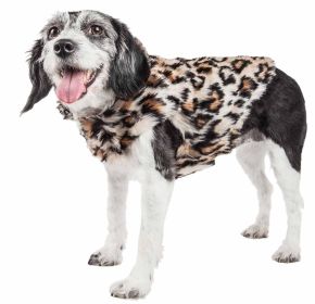 Pet Life Luxe 'Lab-Pard' Dazzling Leopard Patterned Mink Fur Dog Coat Jacket (Size: Medium)