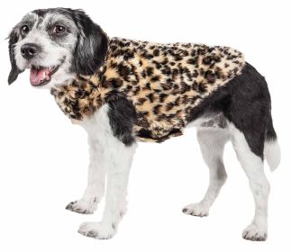 Pet Life Luxe 'Poocheetah' Ravishing Designer Spotted Cheetah Patterned Mink Fur Dog Coat Jacket (Size: Medium)