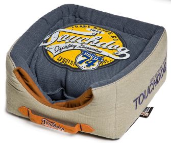 Touchdog Convertible and Reversible Vintage Printed Squared 2-in-1 Collapsible Dog House Bed (SKU: PB31BLLG)