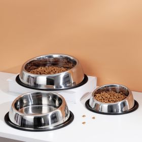 Beveled Dogs Bowl Stainless Steel Removable Rubber Ring Non-Slip Bottom Pet Feeder Bowl Water Dish For Dog Cat (Size: Medium (2.5Cup))