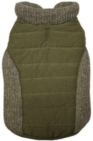 Fashion Pet Sweater Trim Puffy Dog Coat Olive (Default: Default)