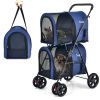 Double Pet Stroller 4-in-1 With Detachable Carrier And Travel Carriage