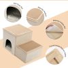 Foldable Pet stairs 2 steps for dogs puppies, Multi-functional Dog stairs for bed or car with kennel & storage box, Useful 2 steps ladder ramp for cat